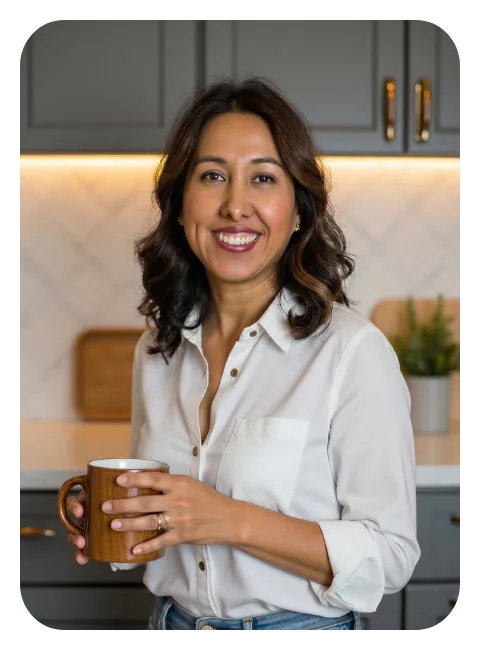 Claudia Generaux holding a coffee cup